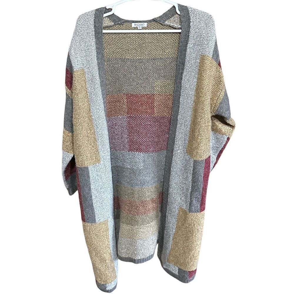 Women’s Baciano Long Colorblock Open Front Heavy Cardigan Size Medium